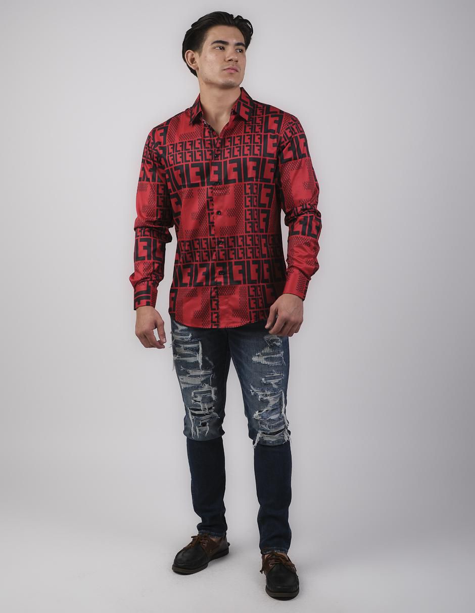 "camisa/sobrecamisa" casual pavini "de" (si aplica) poliéster y algodón "manga" larga "para hombre"