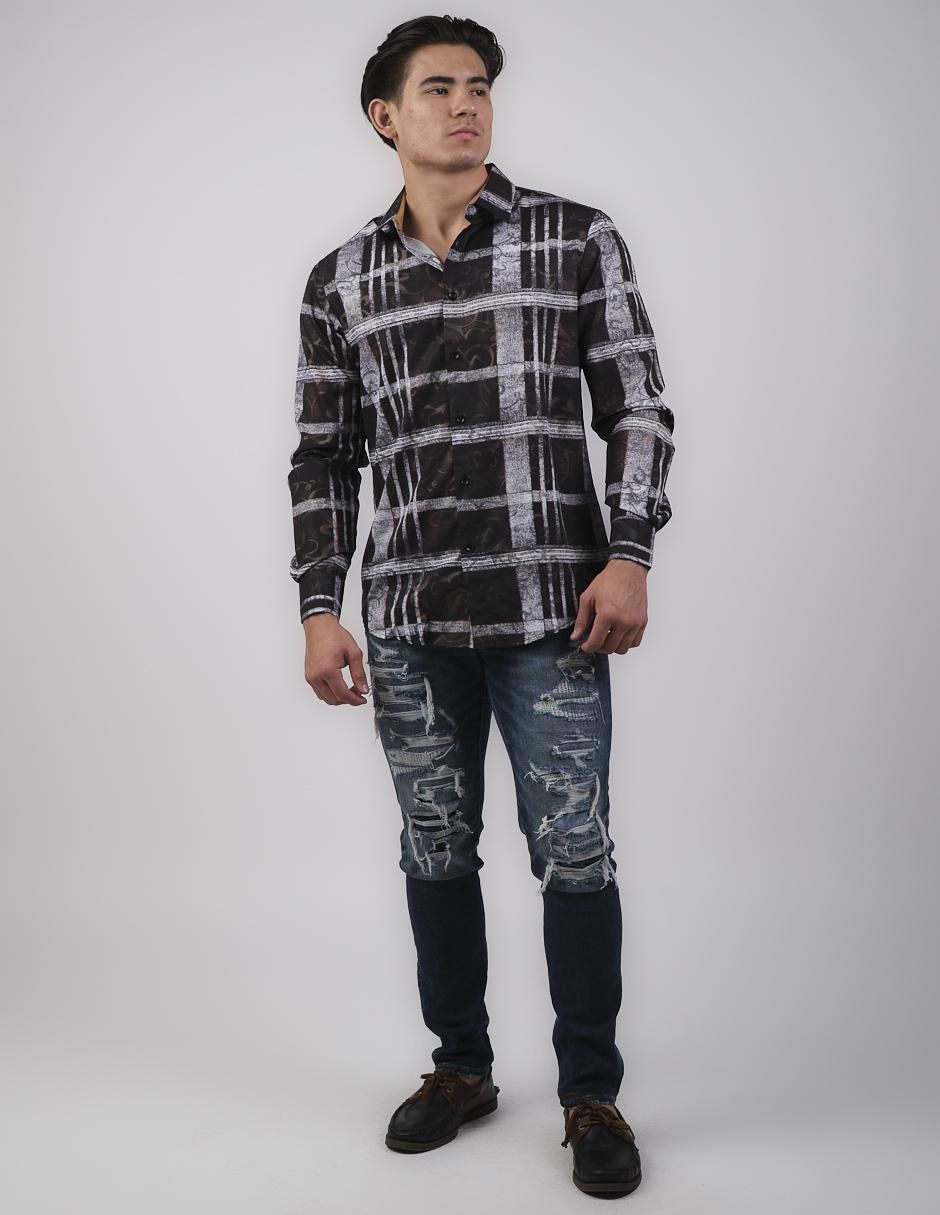 Camisa casual manga larga para hombre 3