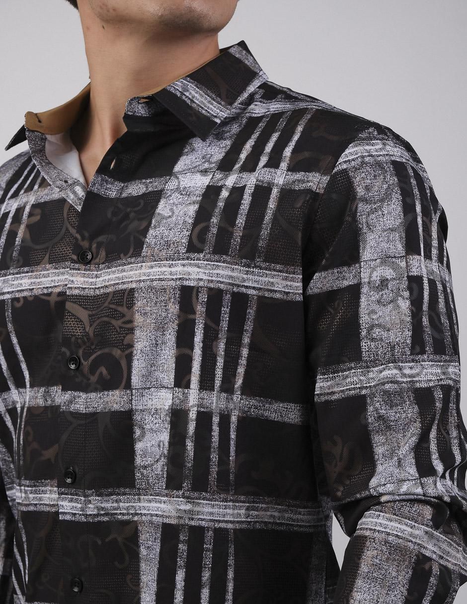 Camisa casual manga larga para hombre 4