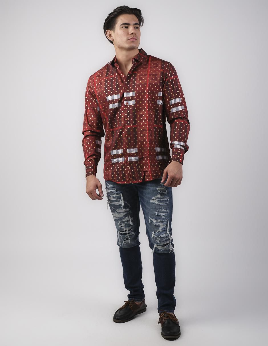"camisa/sobrecamisa" casual pavini "de" (si aplica) poliéster y algodón "manga" larga "para hombre"