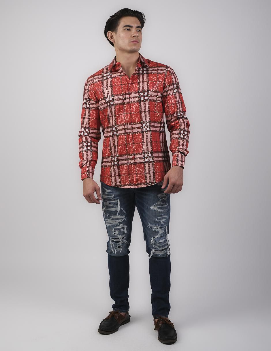 "camisa/sobrecamisa" casual pavini "de" (si aplica) poliéster y algodón "manga" larga "para hombre"