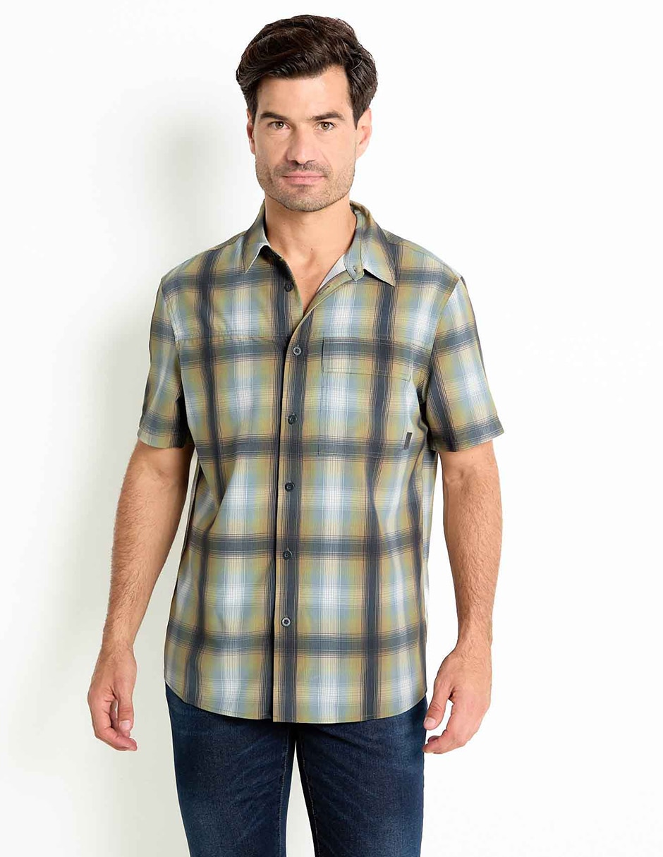 Camisa casual de algodón manga corta para hombre