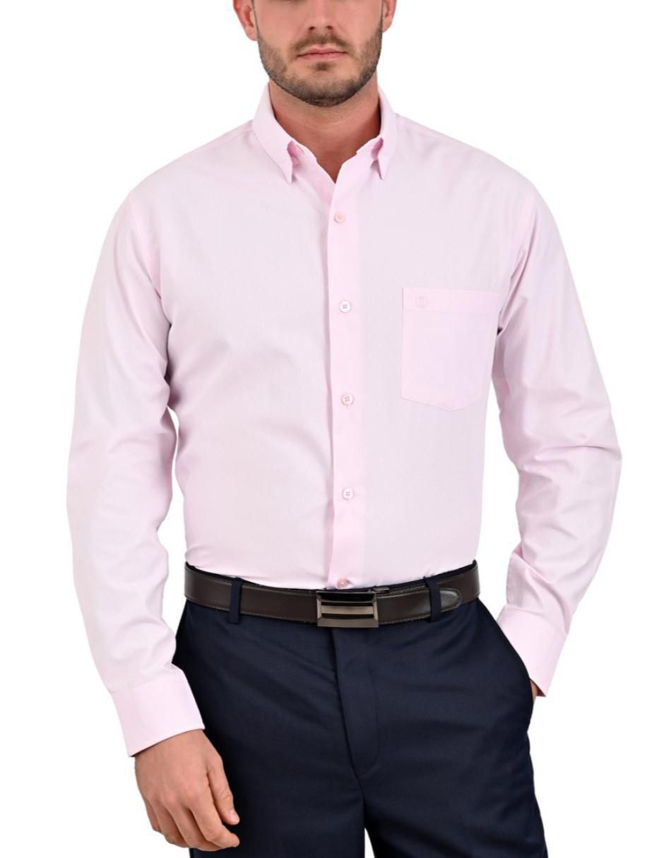 Camisa casual de poliéster y algodón manga larga para hombre