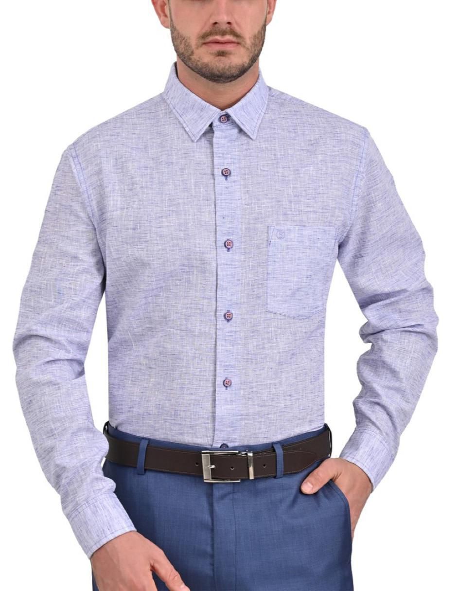 Camisa casual de poliéster y algodón manga larga para hombre
