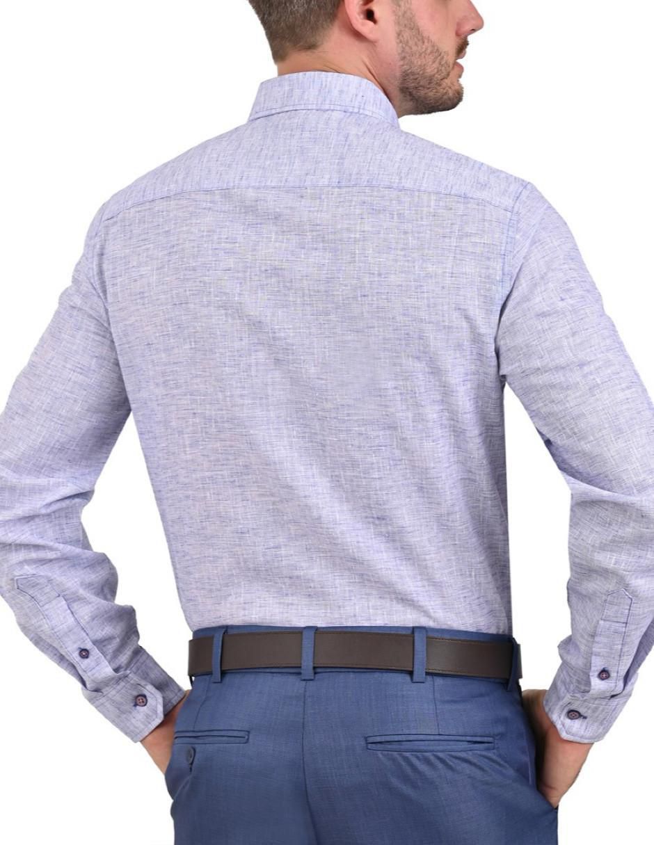 Camisa casual de poliéster y algodón manga larga para hombre 2