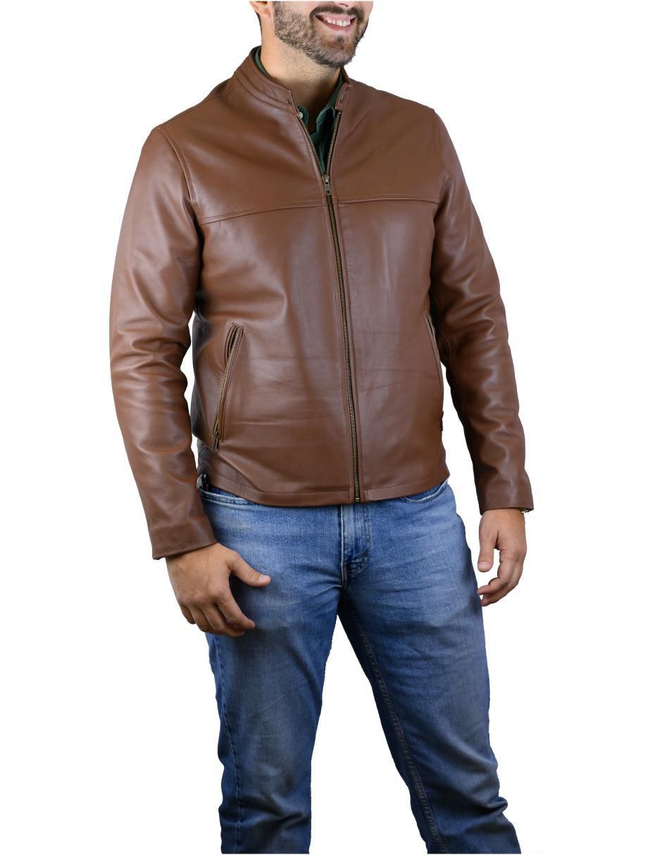 Chamarra casual impermable de piel para hombre 2