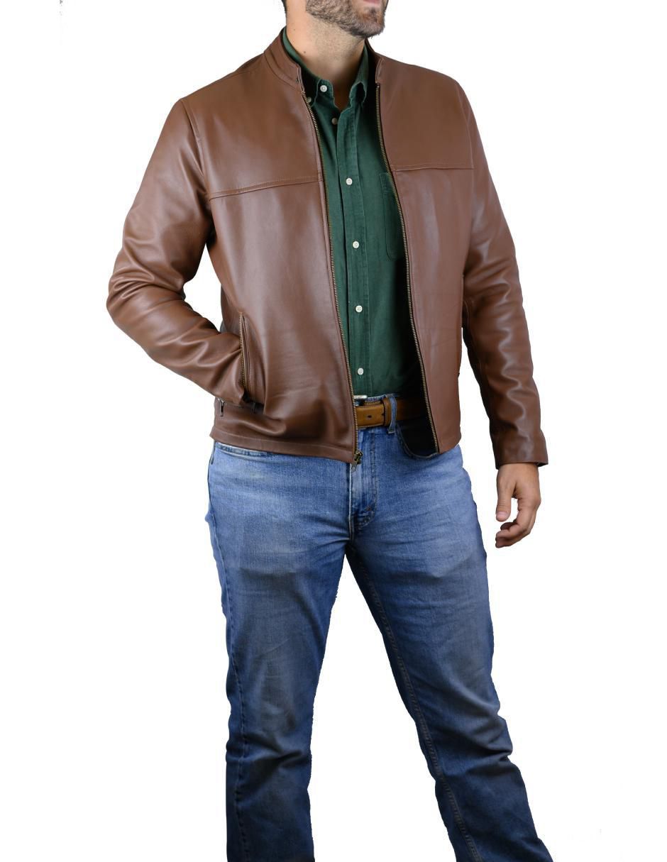 Chamarra casual impermable de piel para hombre 3