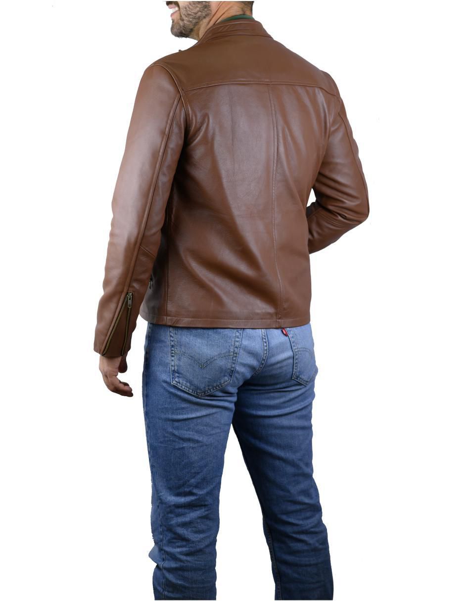 Chamarra casual impermable de piel para hombre 4