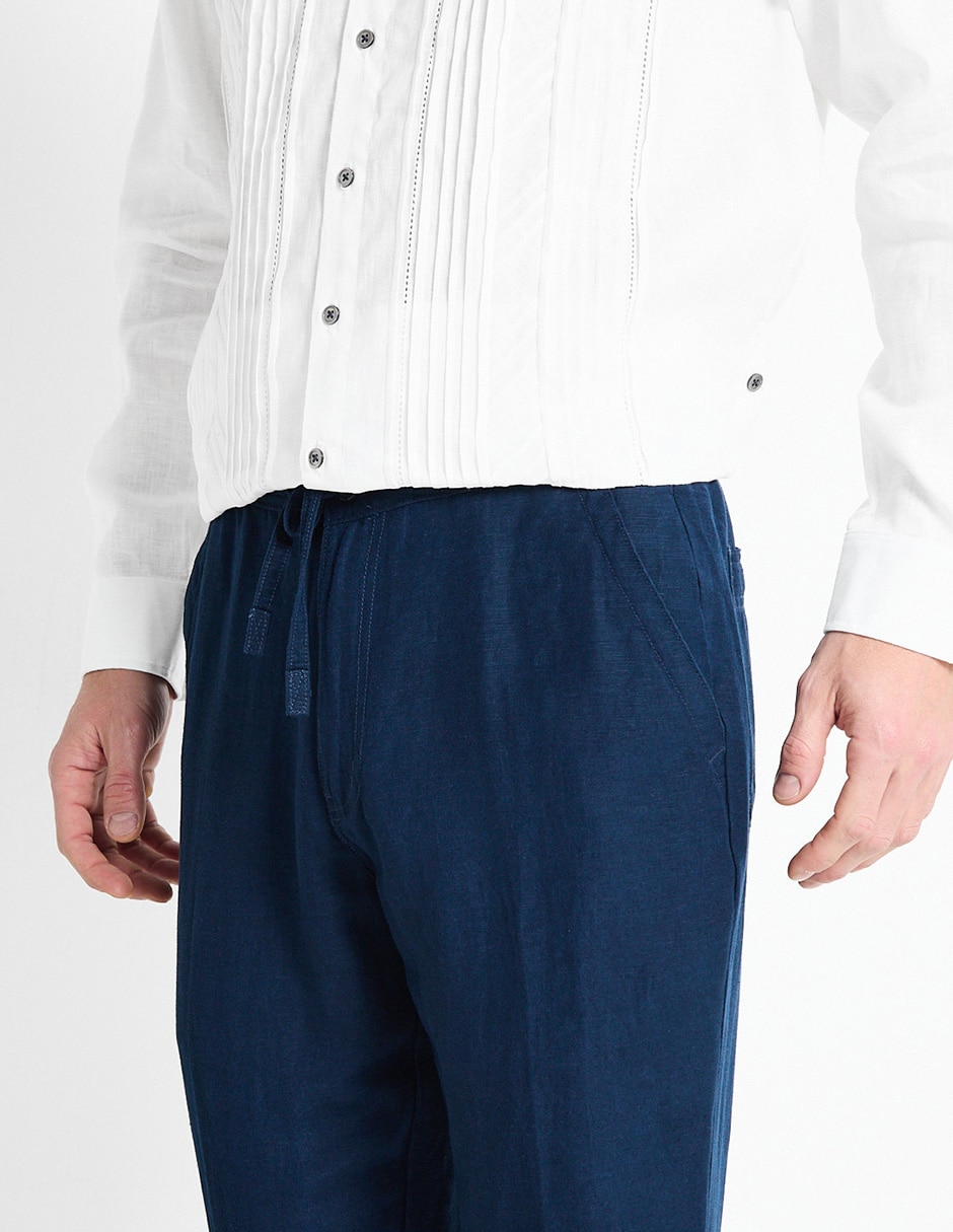 Pantalón regular de lino para hombre 4
