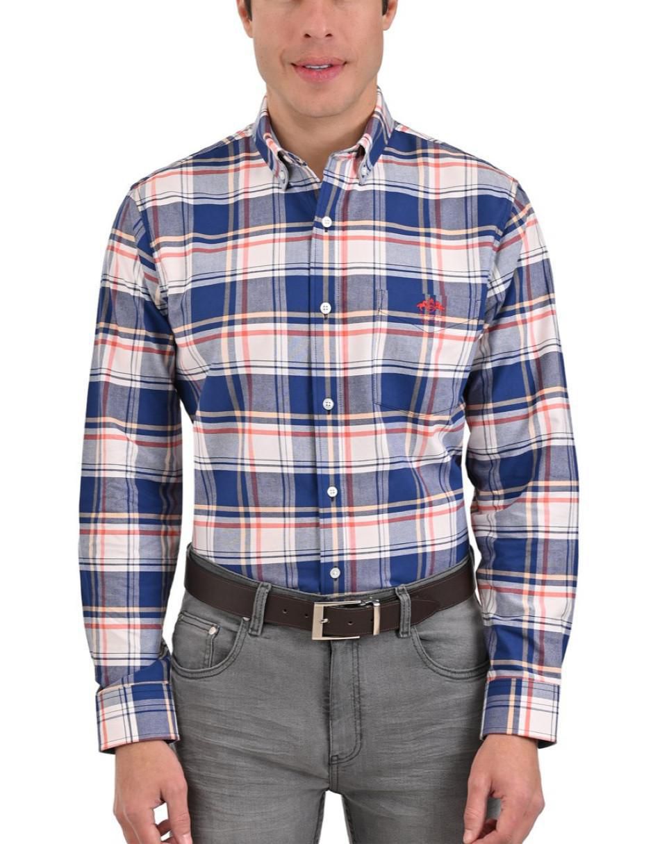 Camisa casual de algodón manga larga para hombre