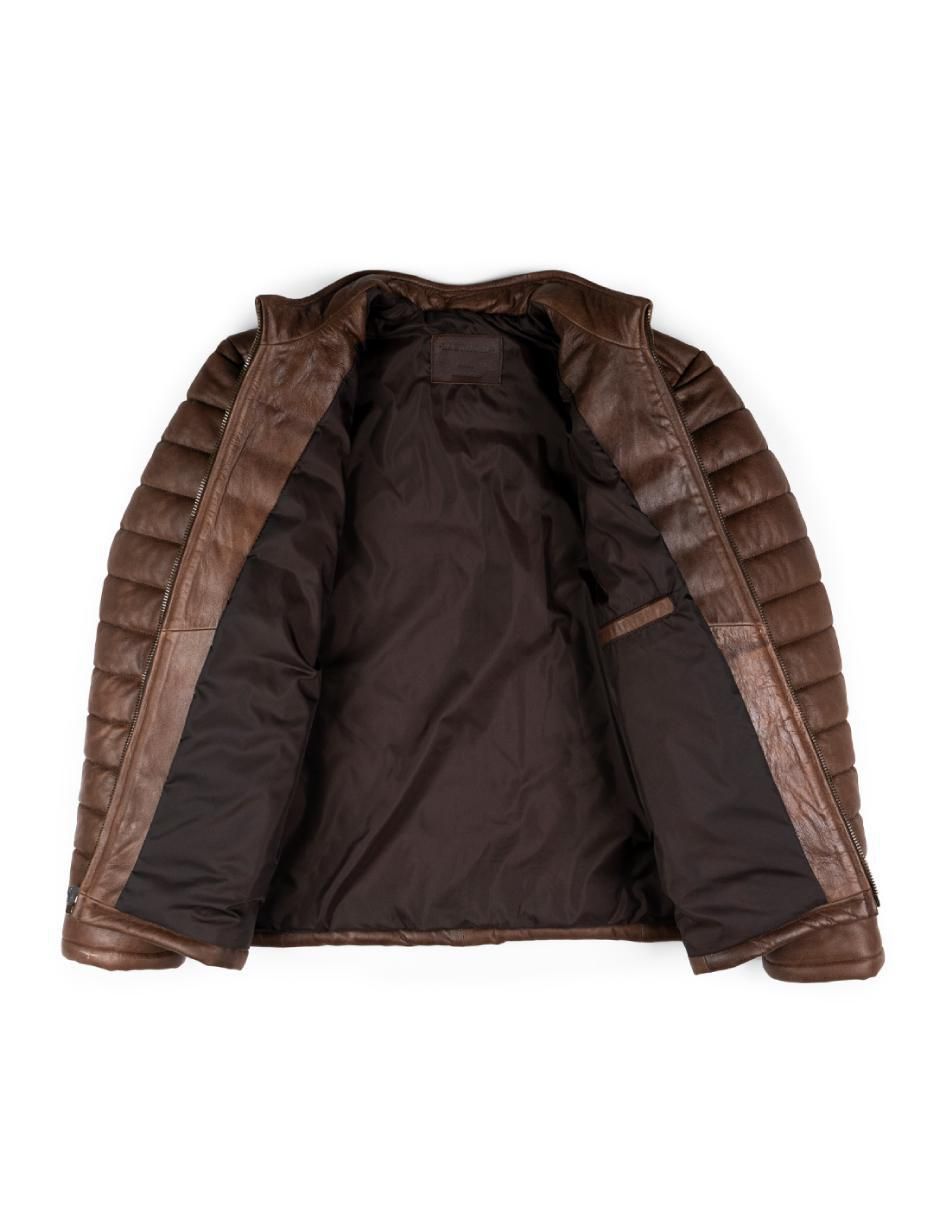 Chamarra acolchada de piel para hombre 2