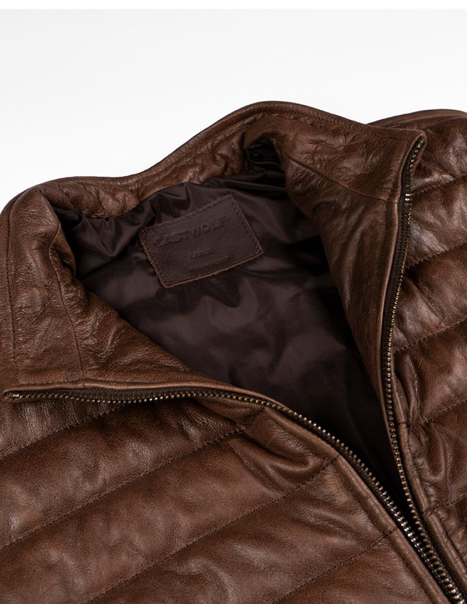 Chamarra acolchada de piel para hombre 5