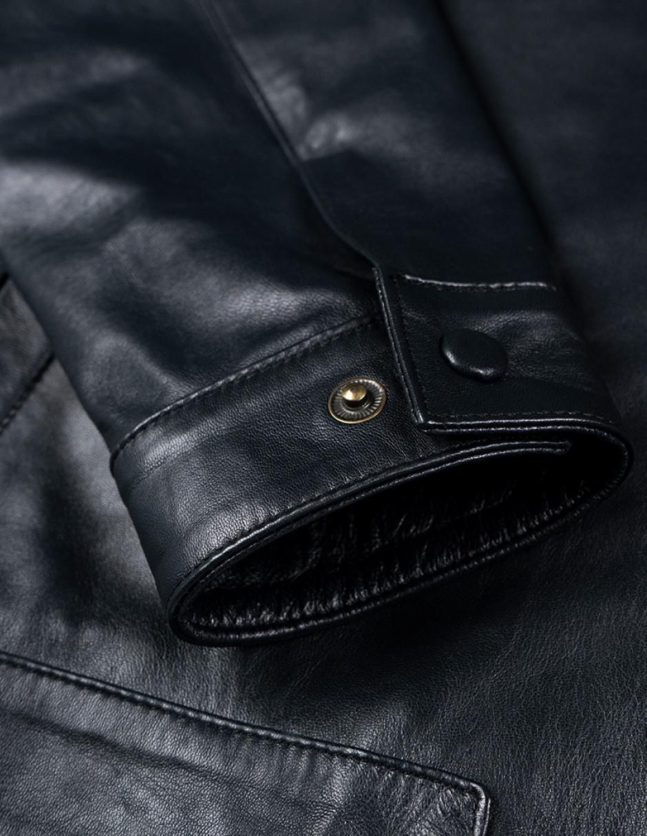 Chamarra casual de piel para hombre 7