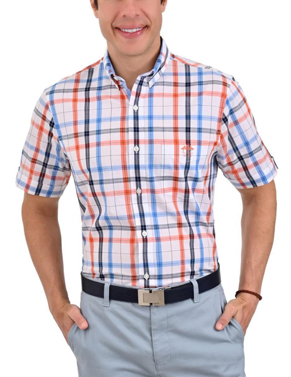 Camisa casual de algodón manga corta para hombre