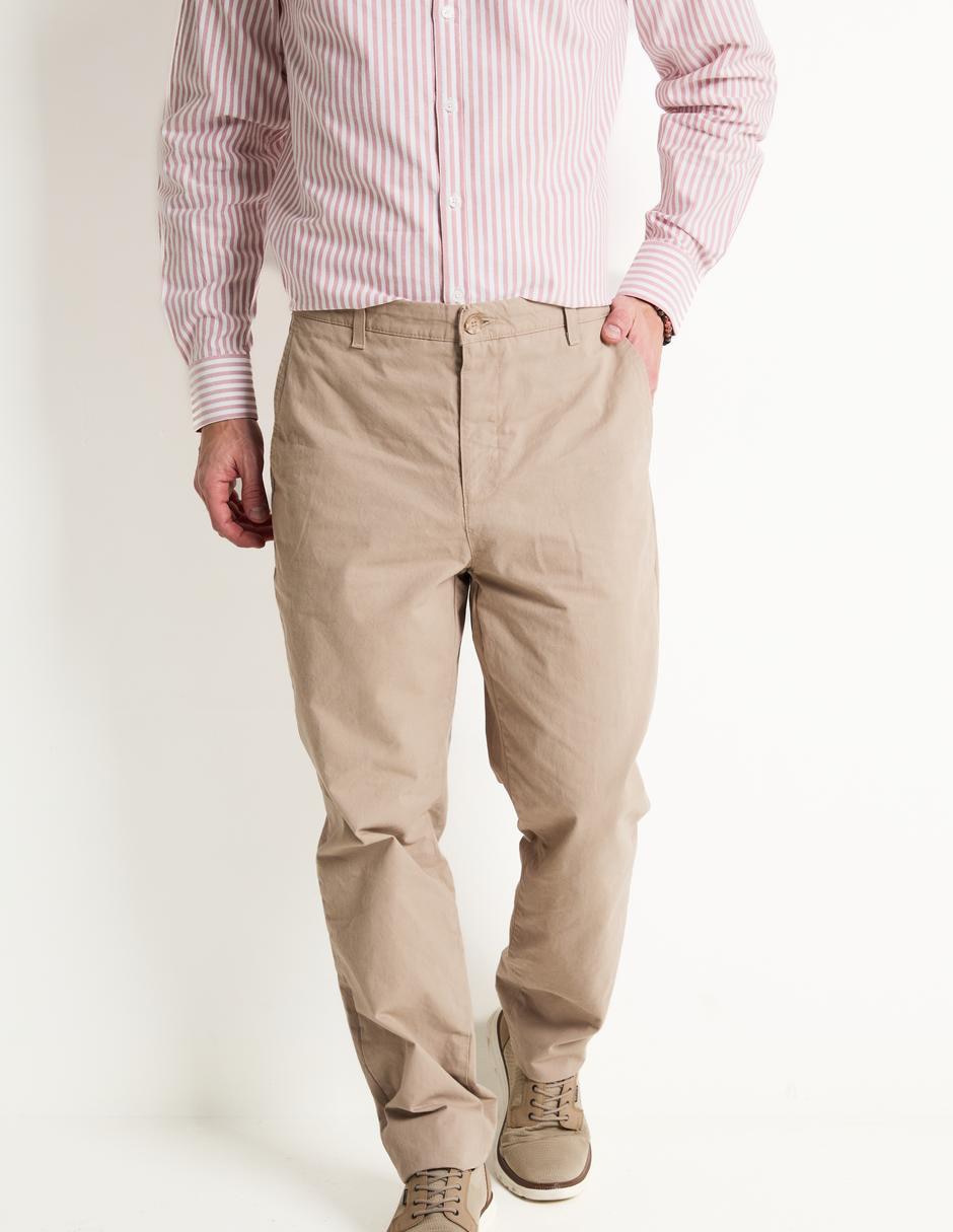 Pantalón regular de algodón para hombre