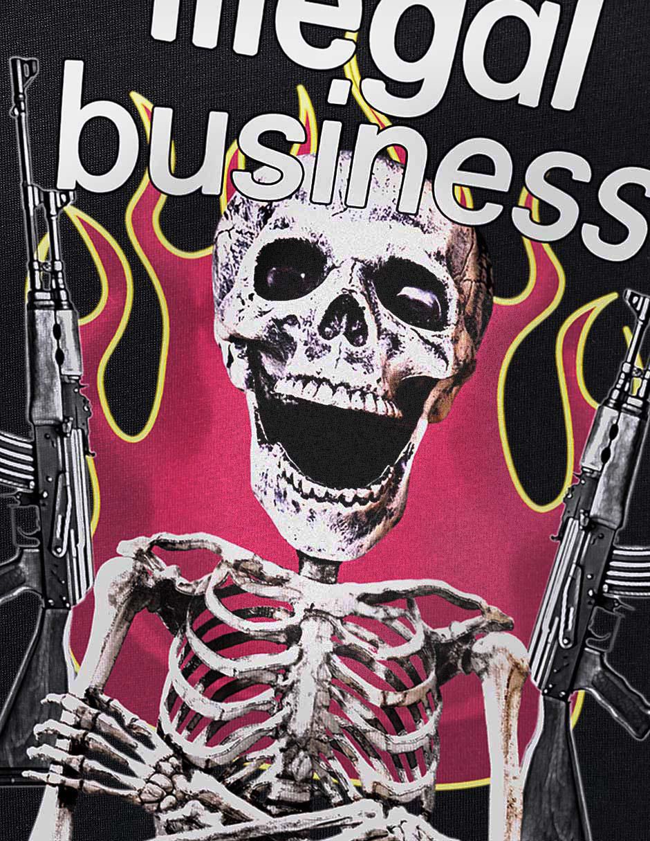Playera Illegal Business Calavera cuello redondo para hombre 4