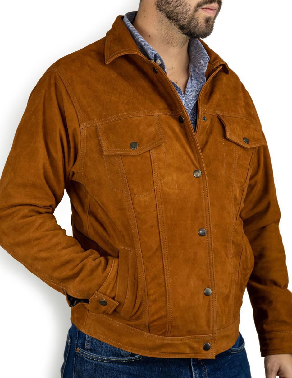 Chamarra casual de piel con bolsillos para hombre Chamarra casual de piel con bolsillos para hombre