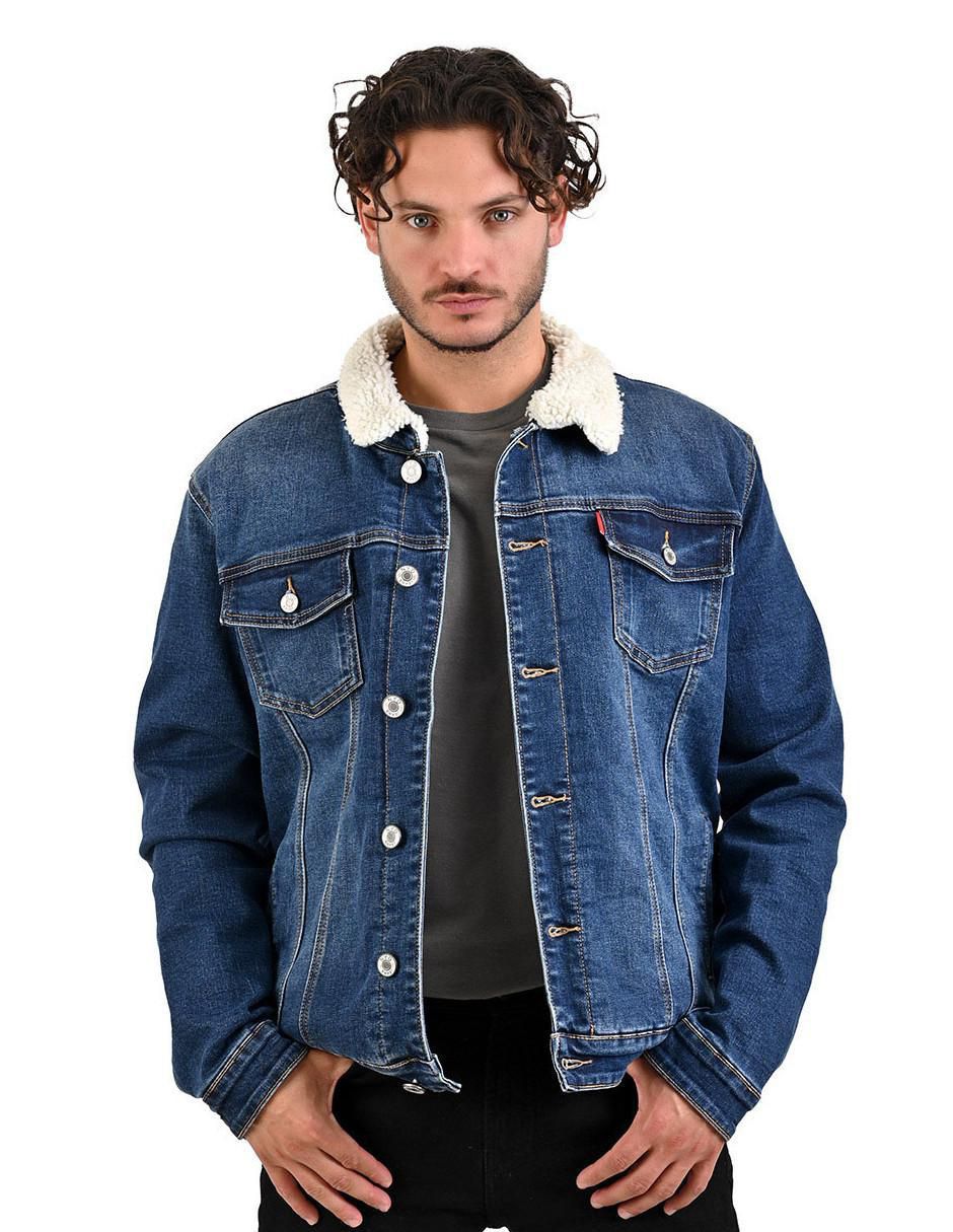 Chamarra cazadora de mezclilla con bolsillos para hombre Chamarra cazadora de mezclilla con bolsillos para hombre