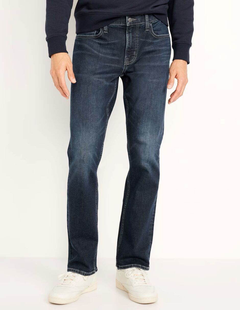 Jeans regular straight lavado obscuro para hombre
