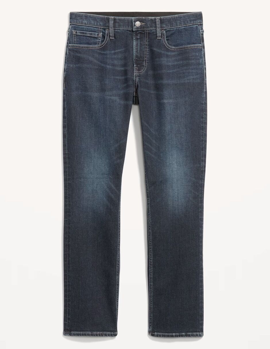 Jeans regular straight lavado obscuro para hombre 3