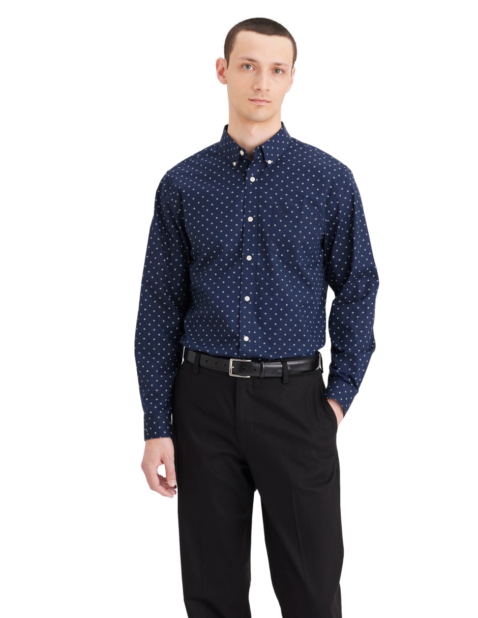 Camisa casual de algodón manga larga para hombre