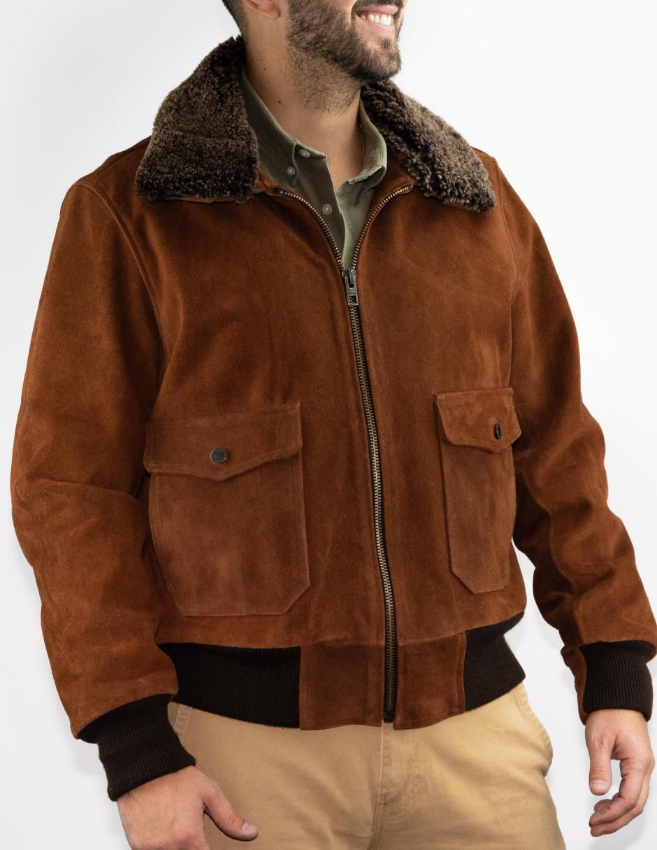 Chamarra casual de piel para hombre 2
