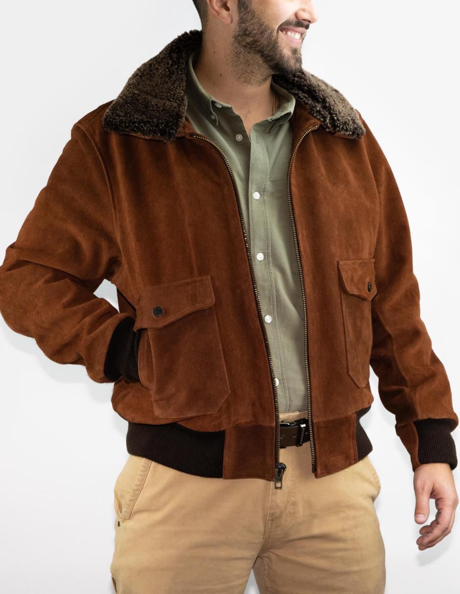 Chamarra casual de piel para hombre 3