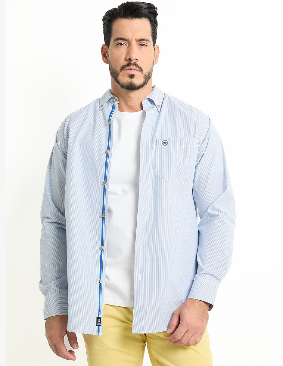 Camisa casual de algodón manga larga para hombre