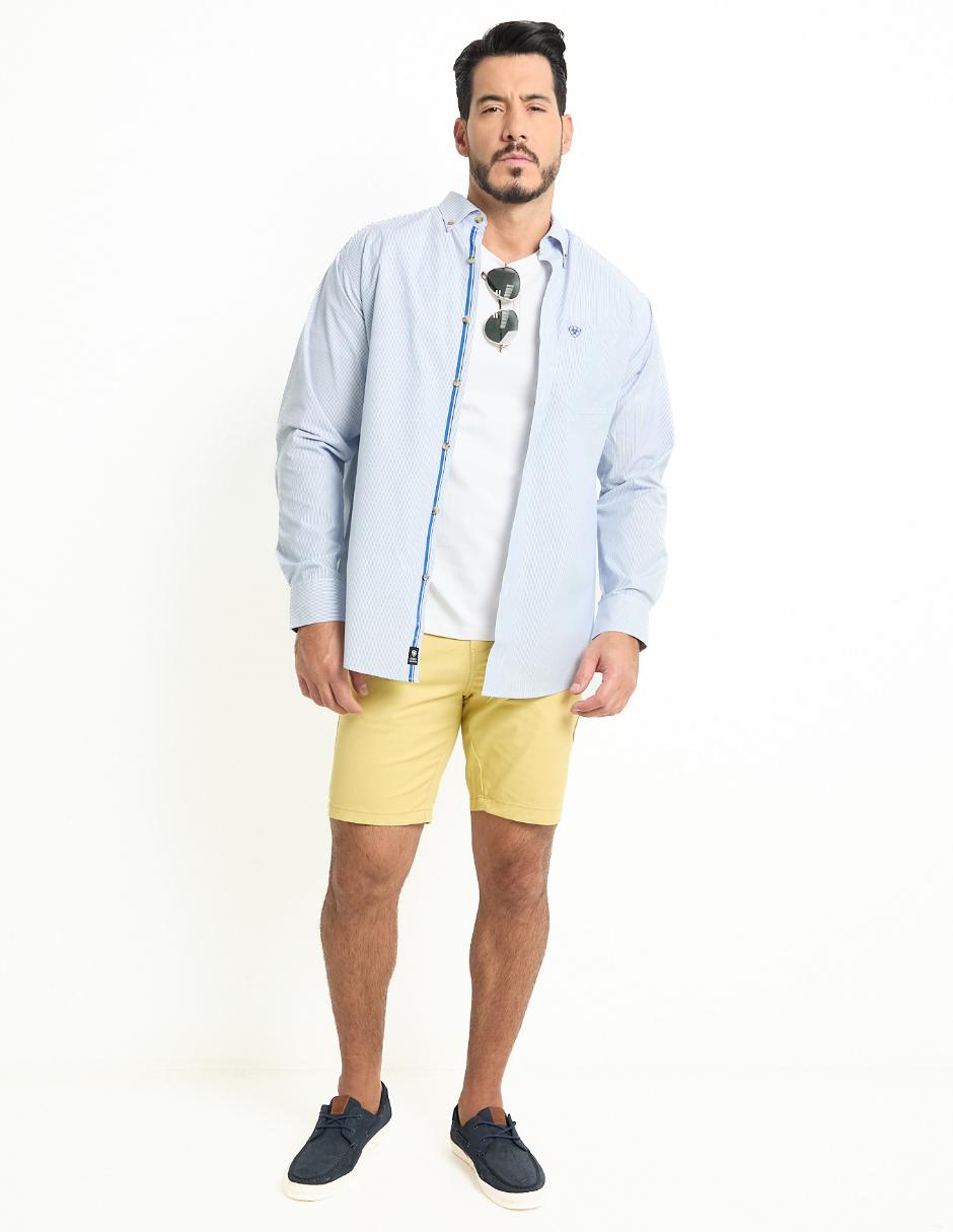Camisa casual de algodón manga larga para hombre 6
