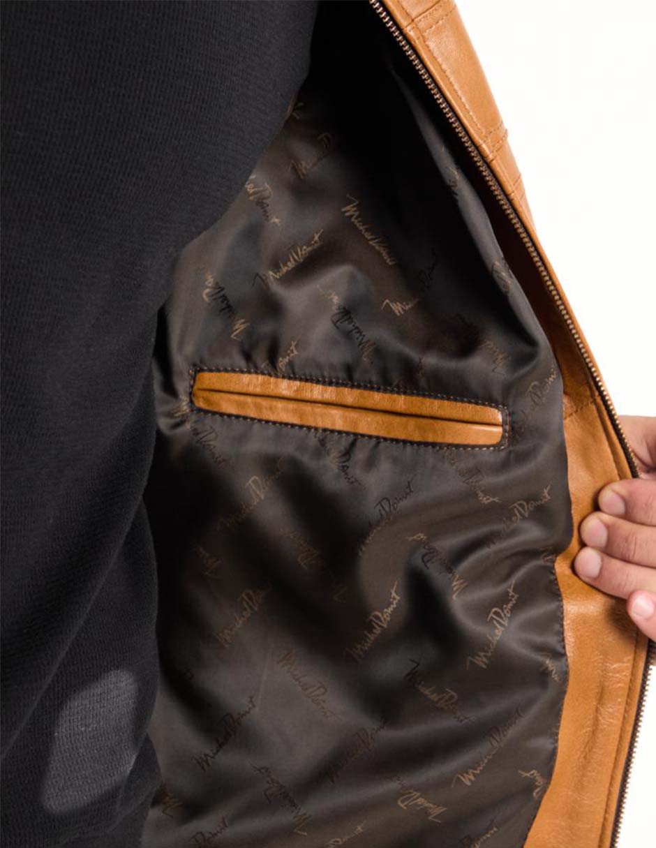 Chamarra casual de piel con bolsillos para hombre 5