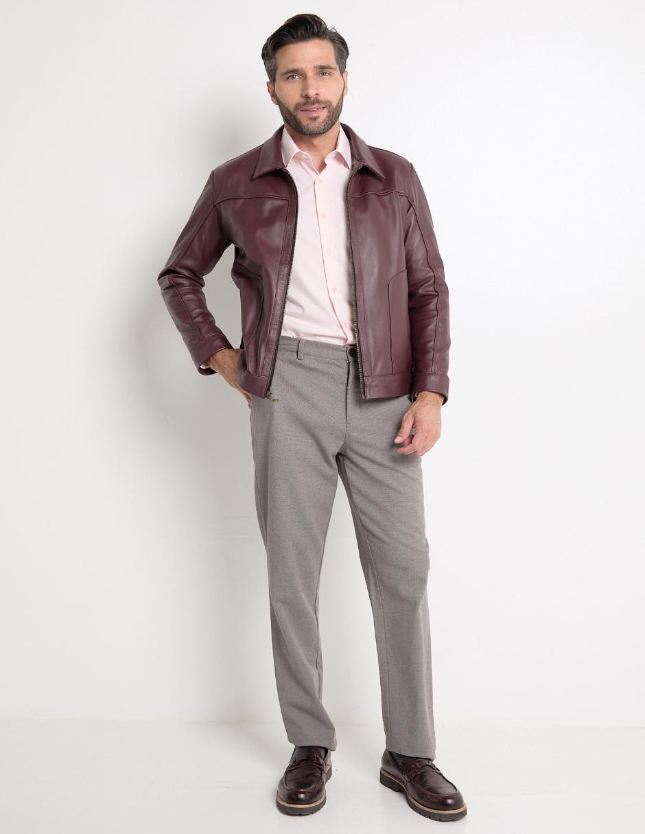 Chamarra casual de piel con bolsillos para hombre 3
