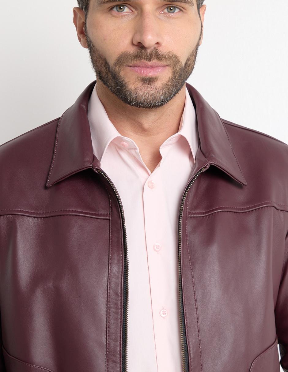 Chamarra casual de piel con bolsillos para hombre 4