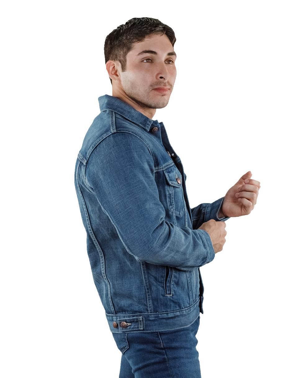 Chamarra casual de mezclilla con bolsillos para hombre 3