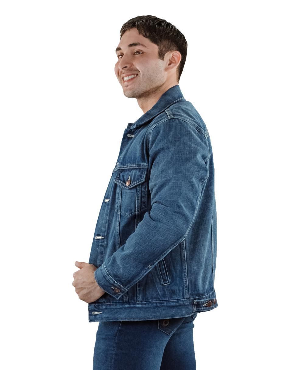 Chamarra casual de mezclilla con bolsillos para hombre 5