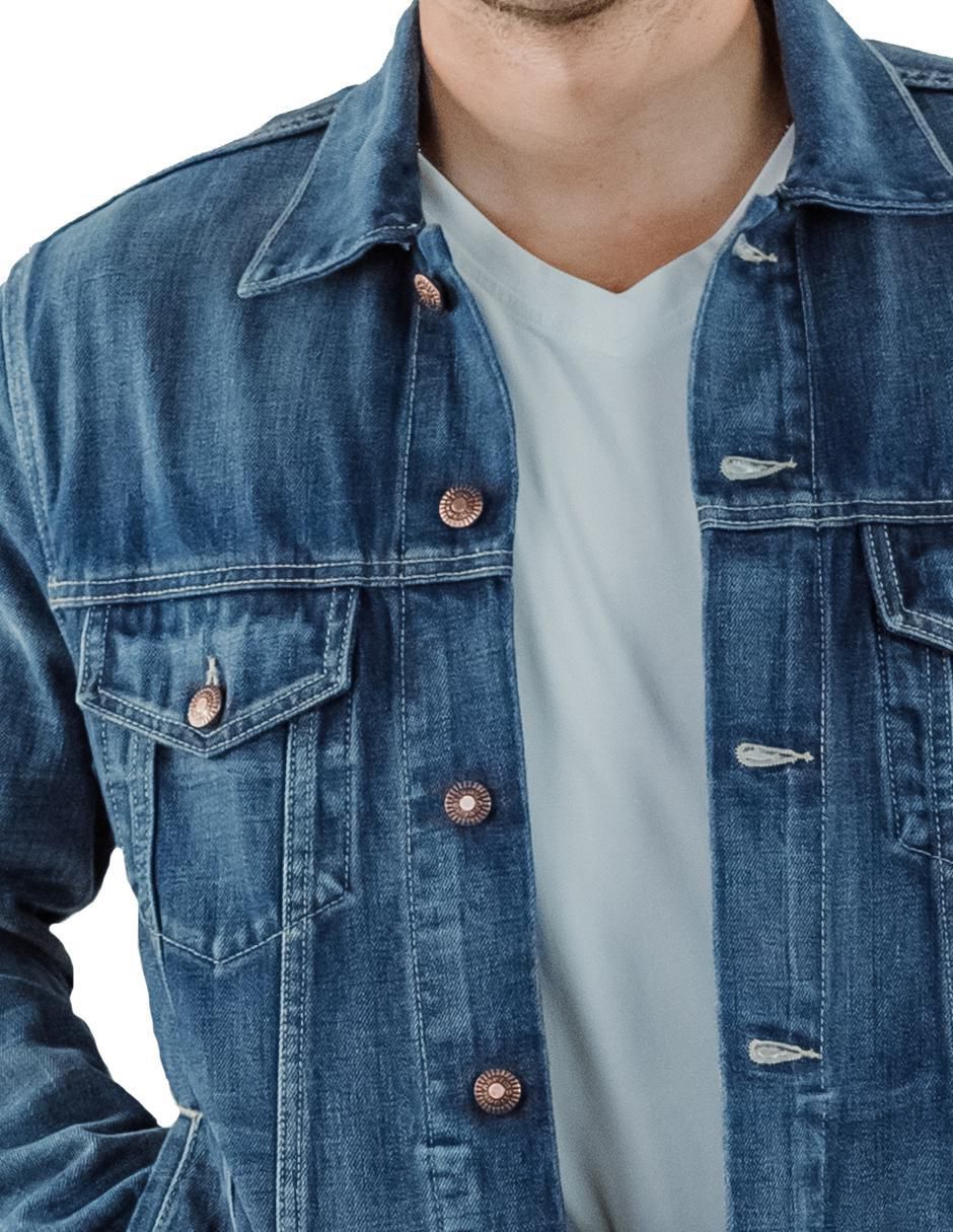 Chamarra casual de mezclilla con bolsillos para hombre 6