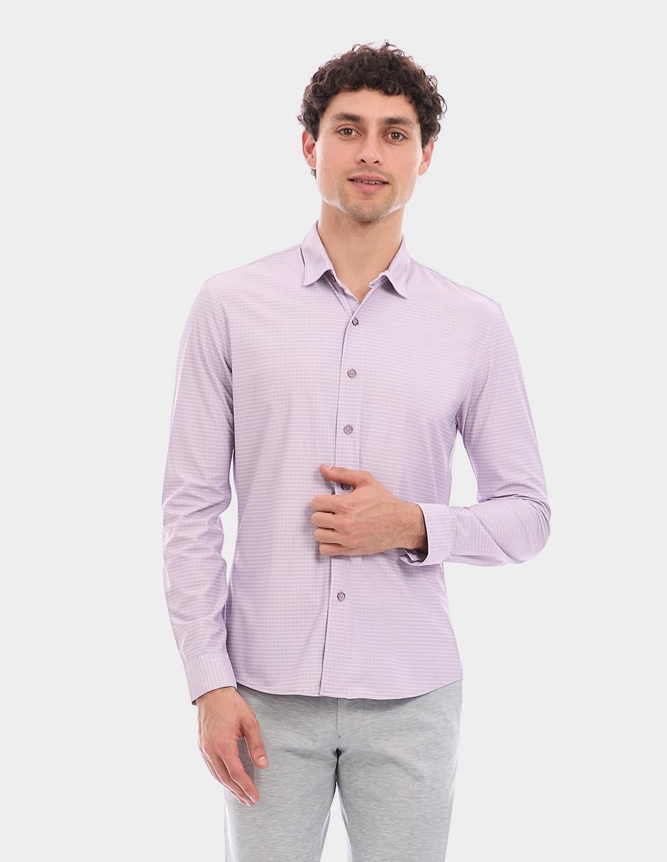 Camisa business casual de poliéster manga larga para hombre Camisa business casual de poliéster manga larga para hombre