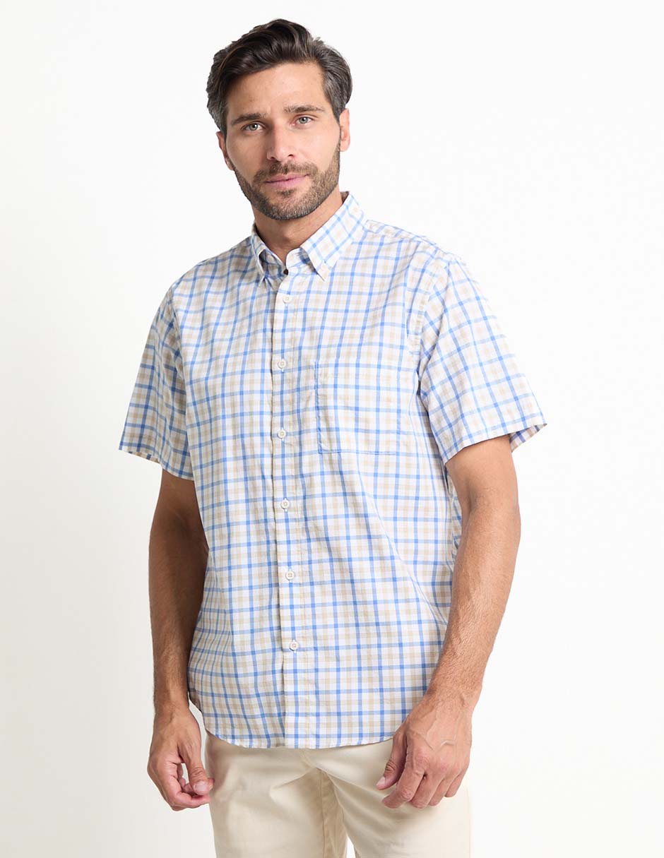 Camisa casual Polosur de algodón manga corta para hombre