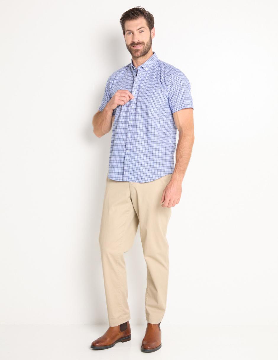 Camisa casual de algodón manga corta para hombre