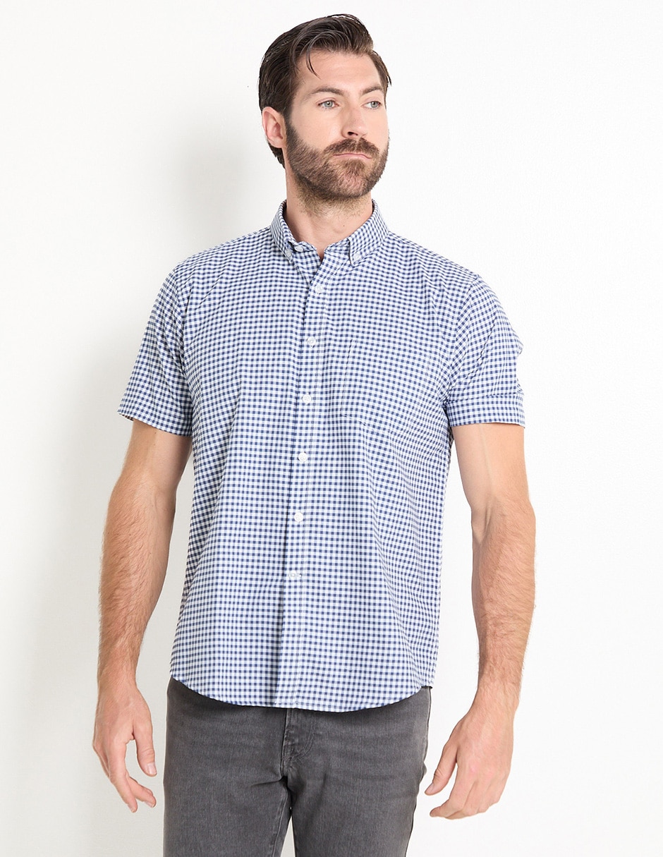 Camisa casual de algodón manga corta para hombre