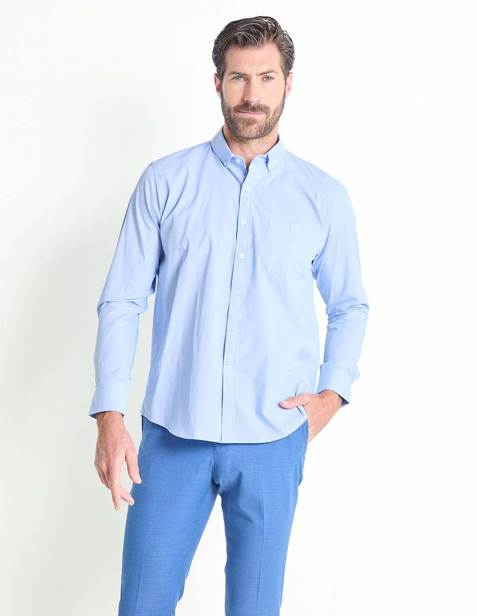 Camisa casual de algodón manga larga para hombre