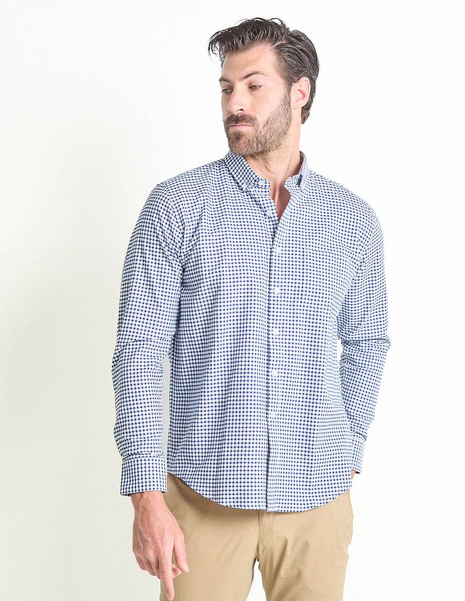 Camisa casual de algodón manga larga para hombre