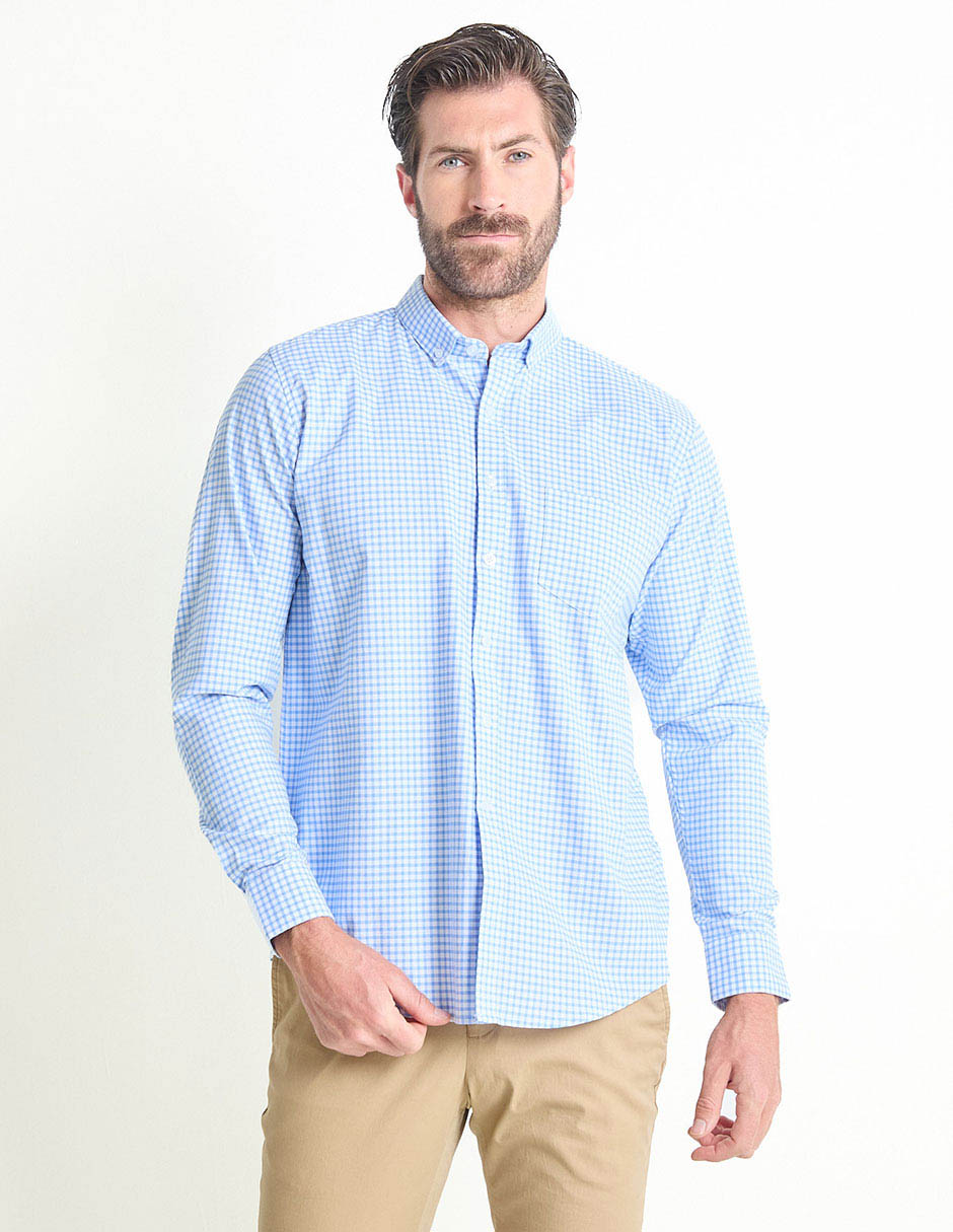Camisa casual de algodón manga larga para hombre