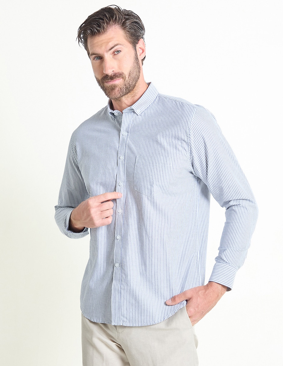 Camisa casual de algodón manga larga para hombre