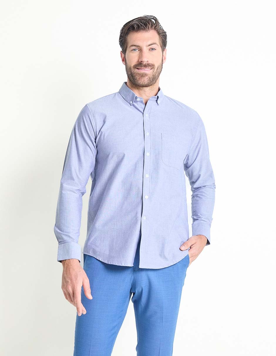 Camisa casual de algodón manga larga para hombre