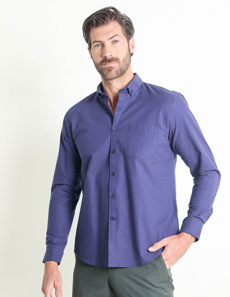 Camisa casual de algodón manga larga para hombre