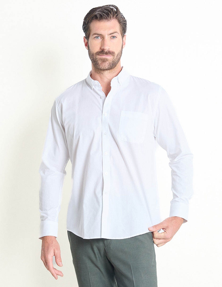 Camisa casual de algodón manga larga para hombre