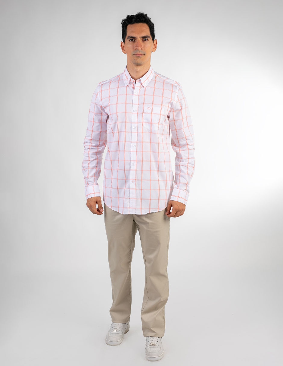 Camisa casual de algodón manga larga para hombre
