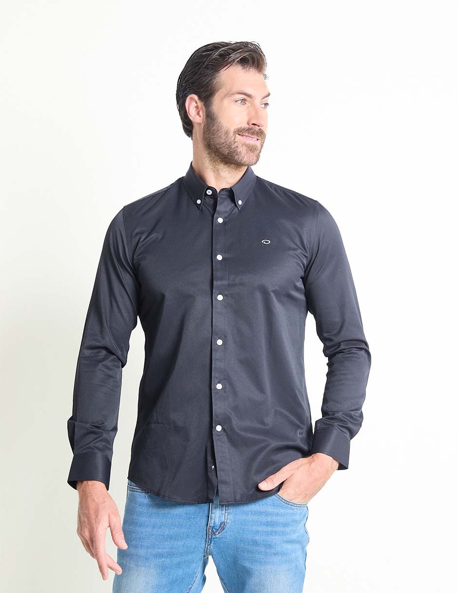 Camisa casual de algodón manga larga para hombre Camisa casual de algodón manga larga para hombre