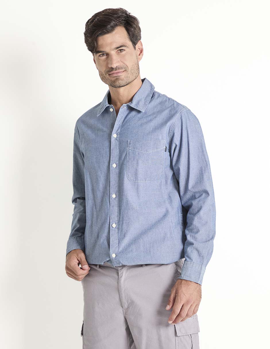 Camisa casual de algodón manga larga para hombre