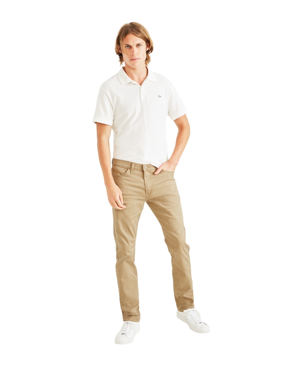 Pantalón casual regular slim de algodón para hombre 4